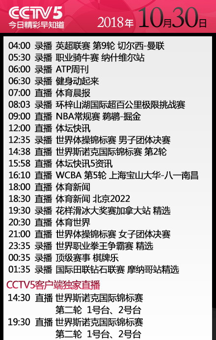 中央五台NBA直播节目单( CCTV5 NBA直播 ）